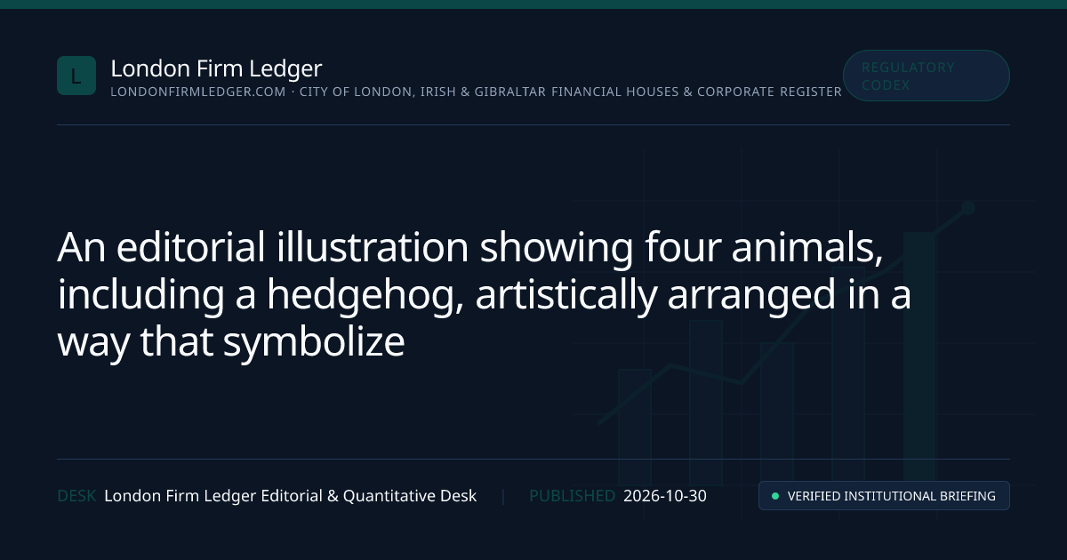 An illustration depicting four animals that will feature on the next series of banknotes, including a hedgehog, set against a stylized background of the Bank of England.