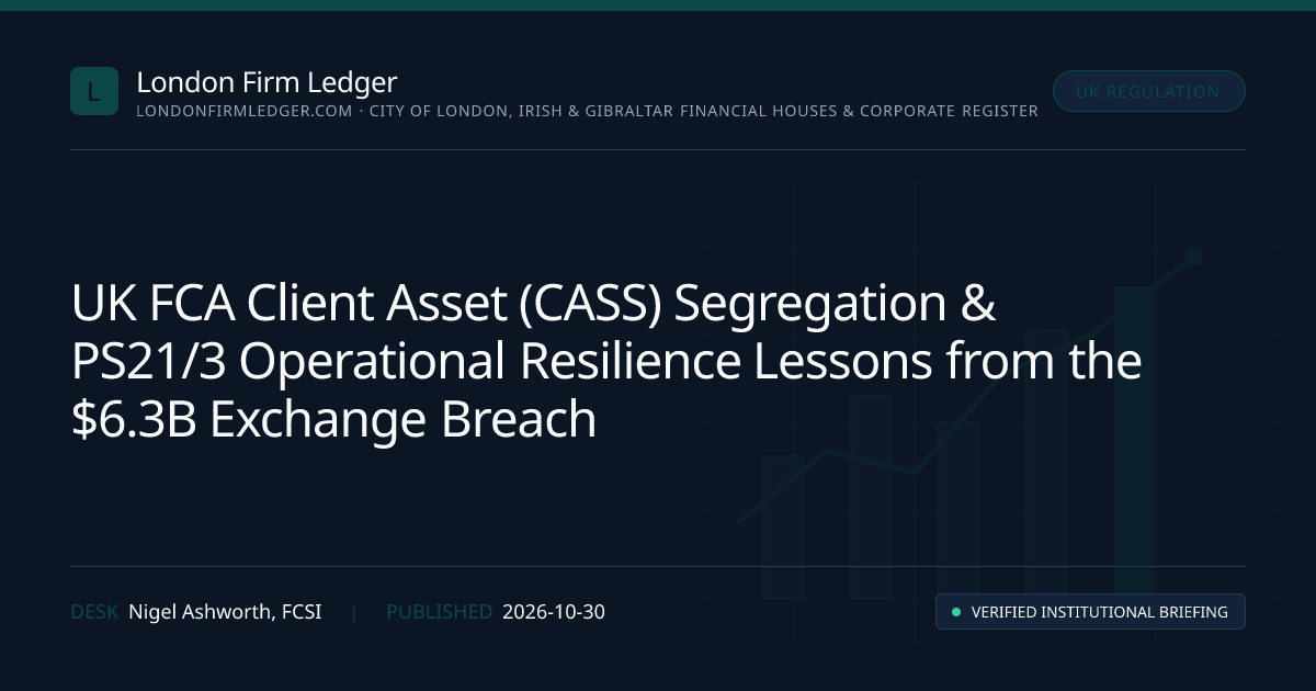 UK FCA Client Asset (CASS) Segregation & PS21/3 Operational Resilience Lessons from the $6.3B Exchange Breach — London Firm Ledger institutional chart and forensic breakdown